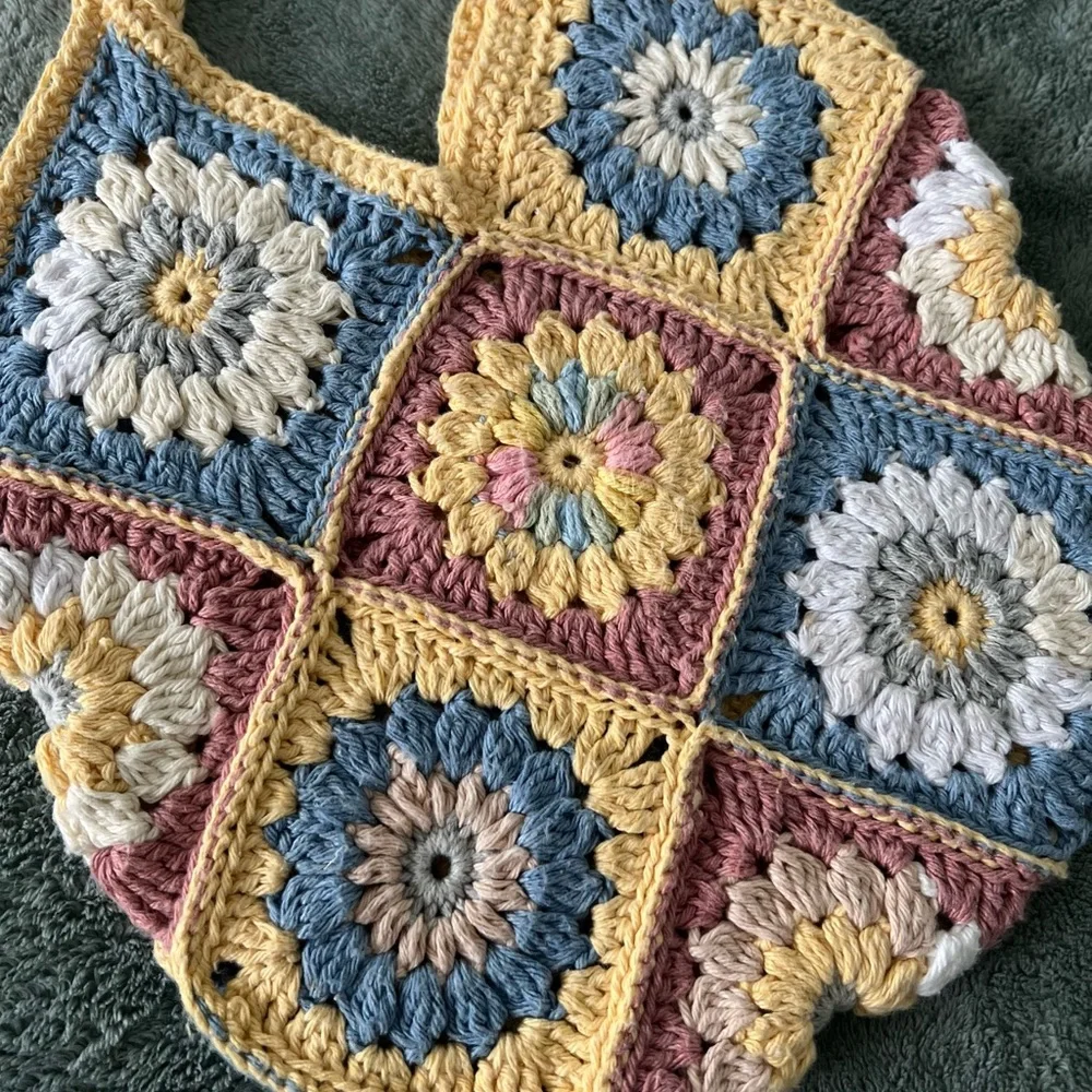 Handmade Crochet Bag 
100% Cotton – Boho Granny Square Tote - Picture 2 of 6